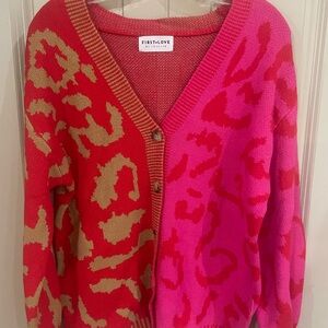 First Love Vibrant Red and Pink Cardigan